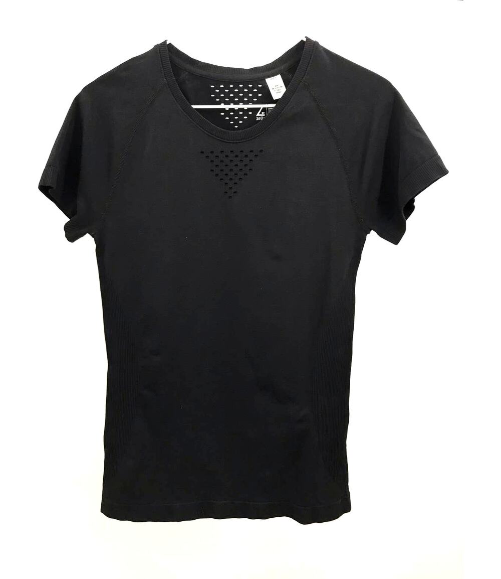 Z by Zella Black Fitted Short Sleeve Laser Cut Shirt Size S